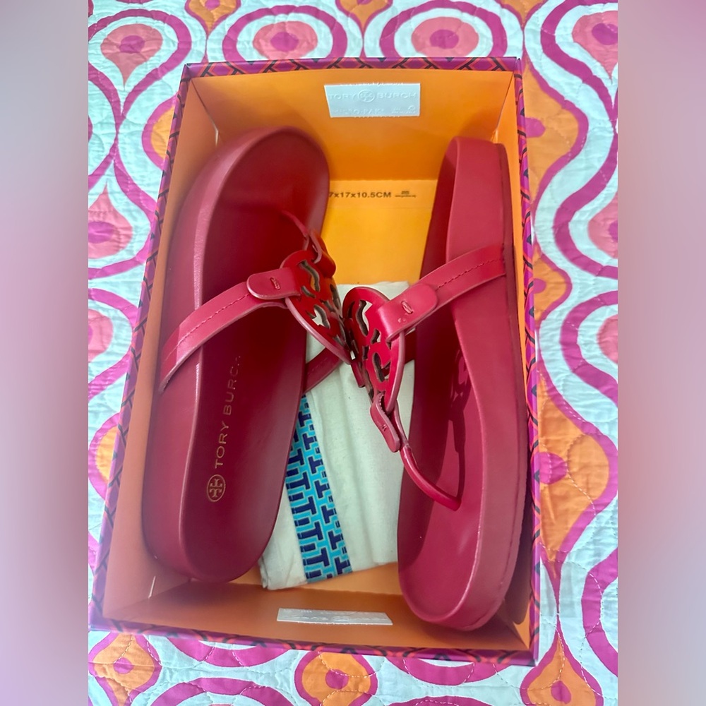 Tory Burch Red Miller cloud calf leather sandals BNWTS🥰